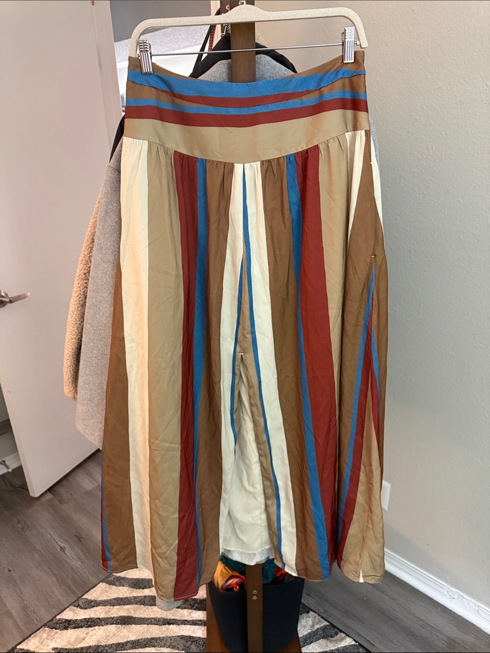 Banana Republic Striped Maxi Skirt in Tan, Rust & Blue
